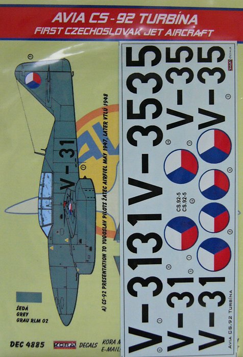 1/48 Decals Avia CS-92 Turbina (Czechoslovakia)