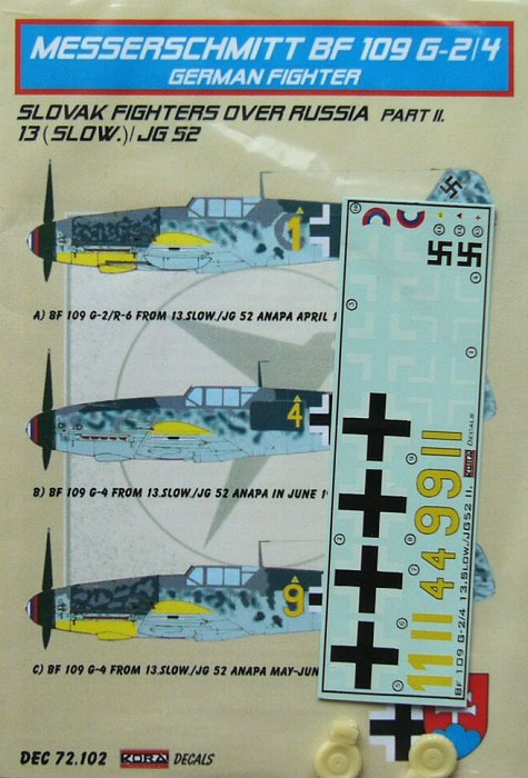 1/72 Decals Bf 109 G-2/4 (13 Slow./JG52) Part 2