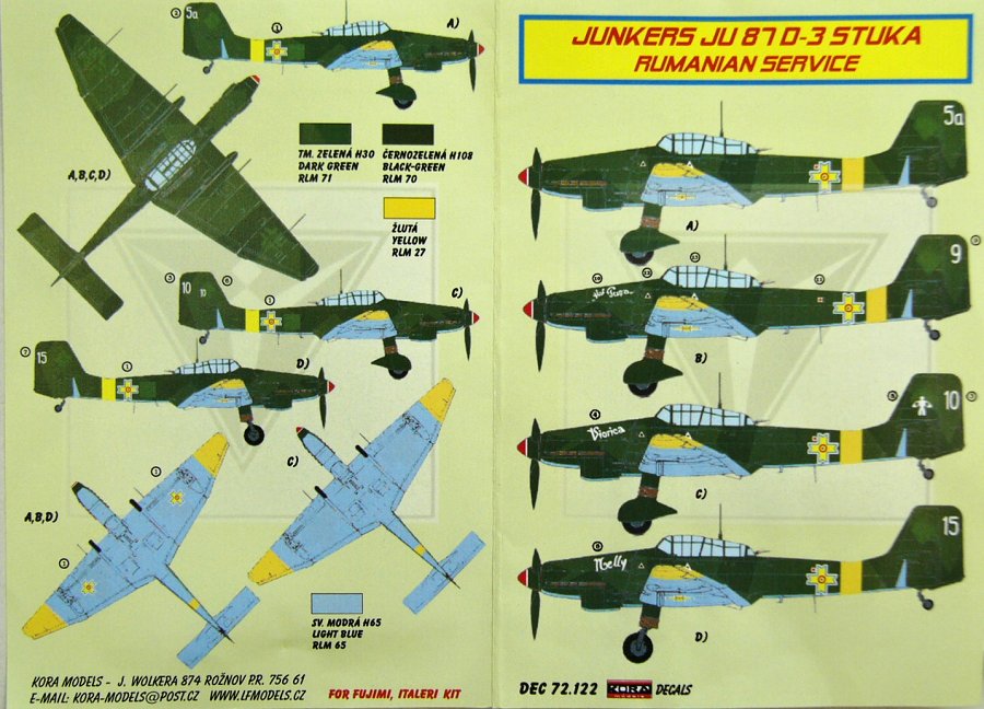 1/72 Decals Ju 87 D-3 Stuka (Romanian Service)