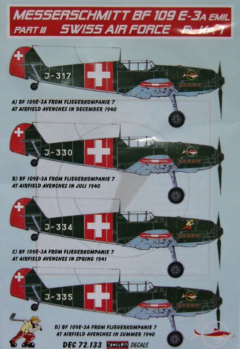 1/72 Decals Bf 109 E-3A Emil Part III (Swiss AF)