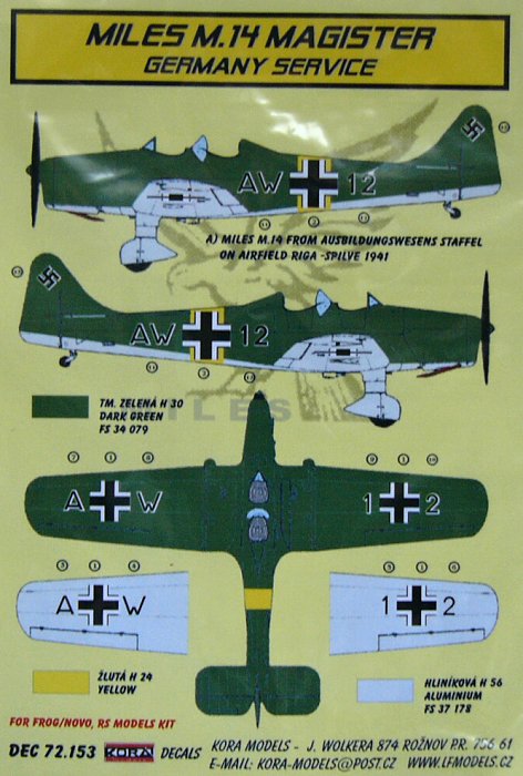 1/72 Decals Miles M.14 Magister (Germany Service)