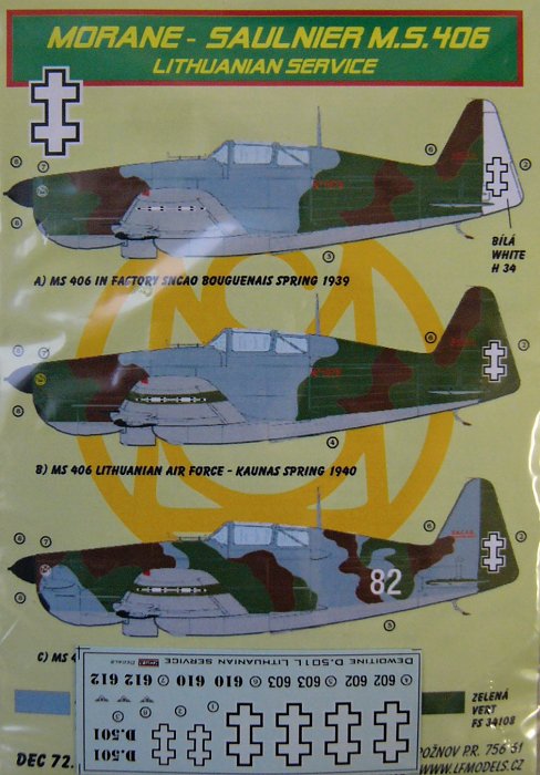 1/72 Decals M.S.406 (Lithuanian service)