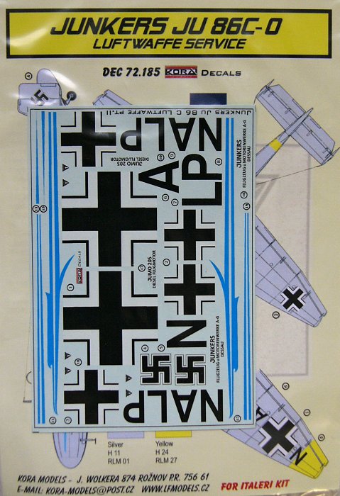 1/72 Decals Ju-86C-0 Luftwaffe service (ITAL)