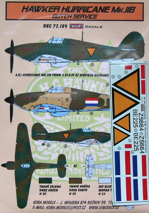 1/72 Decals Hawker Hurricane Mk.IIB Dutch serv.