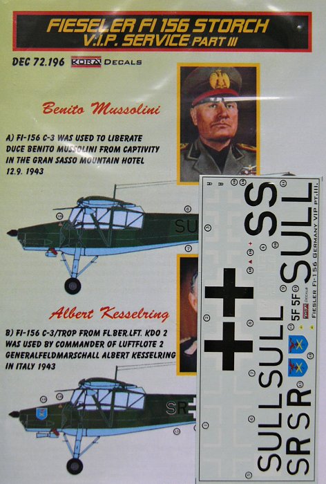 1/72 Decals Fi-156 Storch VIP service - Part III.