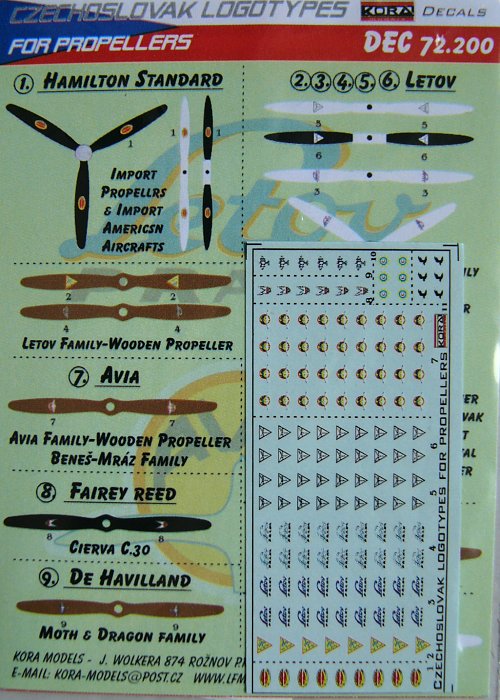 1/72 Decals Czechoslovak logotypes for propeller