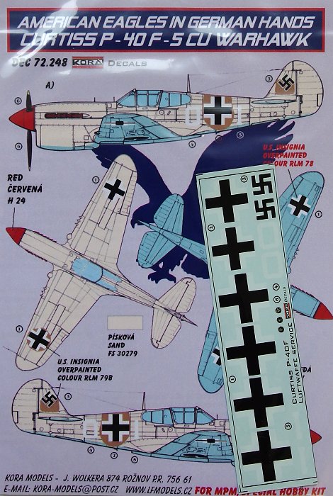 1/72 Decals Curtiss P-40 F-5 Warhawk (Luftwaffe)