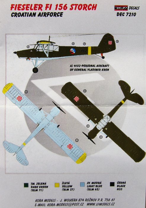 1/72 Decals Fi 156 Storch (Croatian Airforce)