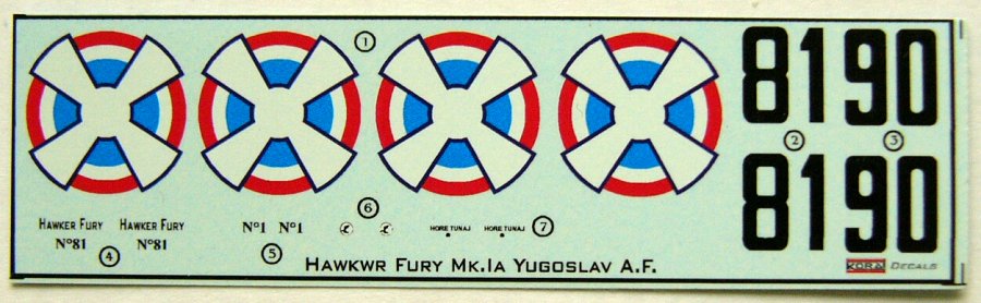 1/72 Decals Hawker Fury Mk.IA (Yugoslav A.F.)