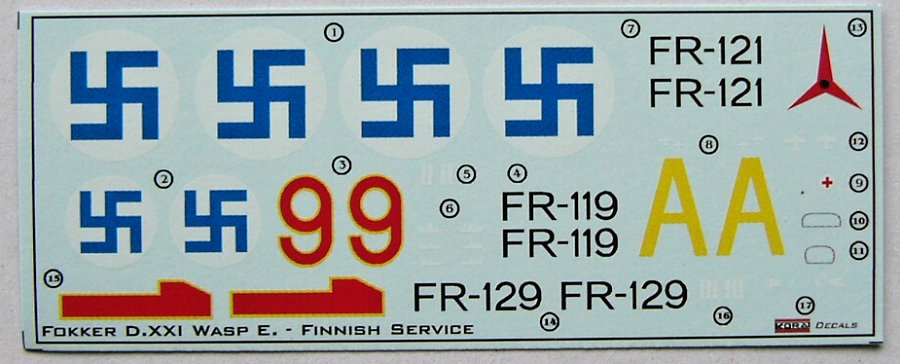 1/72 Decals Fokker D.XXI P&W Twin Wasp (Finland)