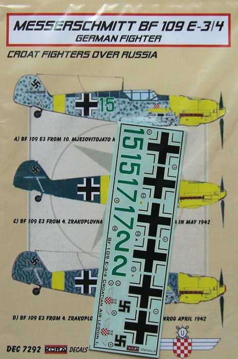 1/72 Decals Bf 109 E-3/4 (Croatian Air Legion)