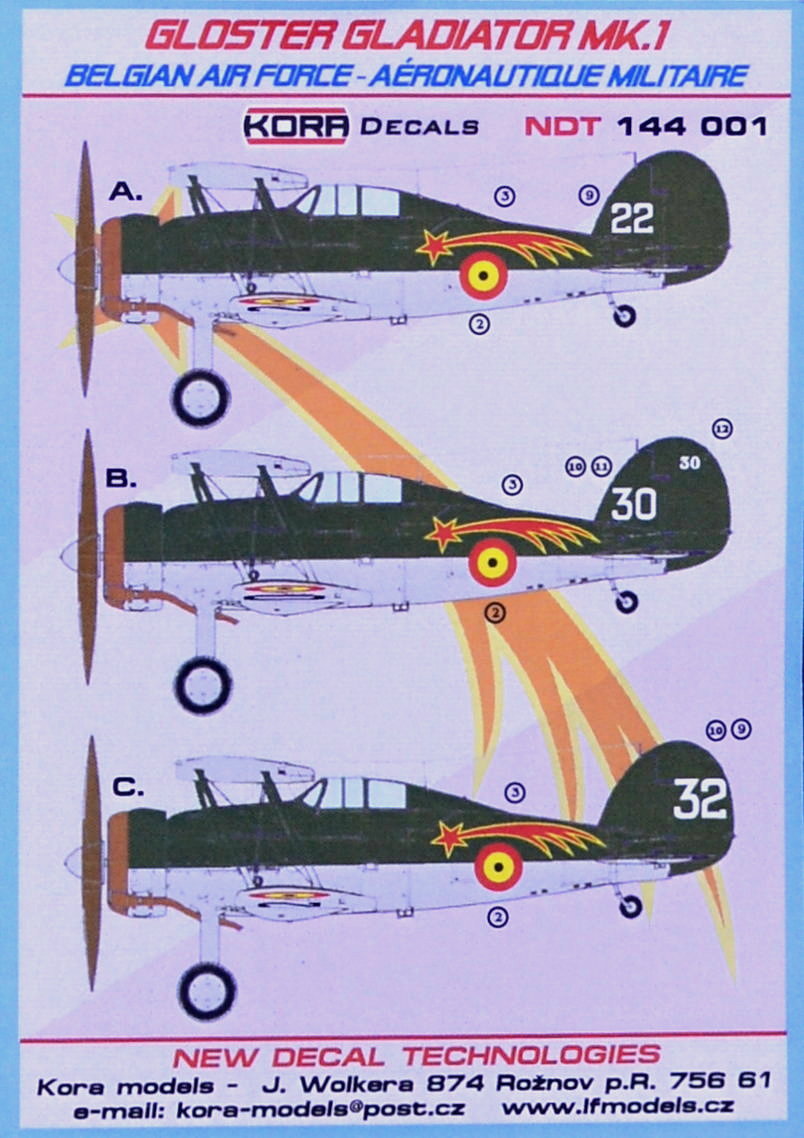 1/144 Decals Gloster Gladiator Mk.I Belgian AF