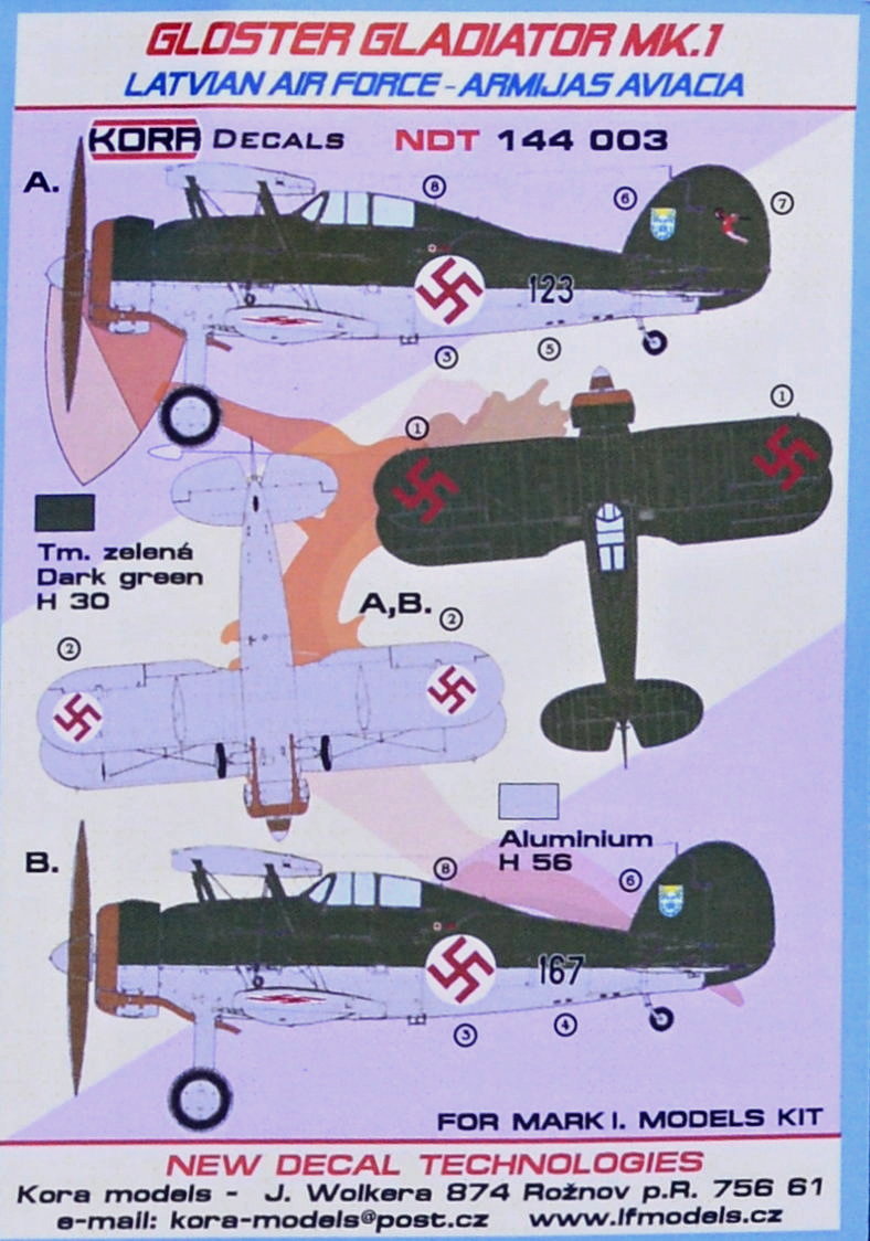 1/144 Decals Gloster Gladiator Mk.I Latvian AF