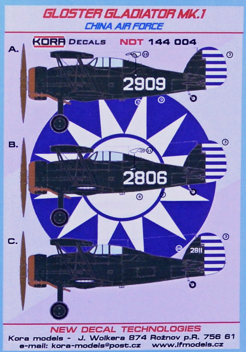 1/144 Decals Gloster Gladiator Mk.I China AF