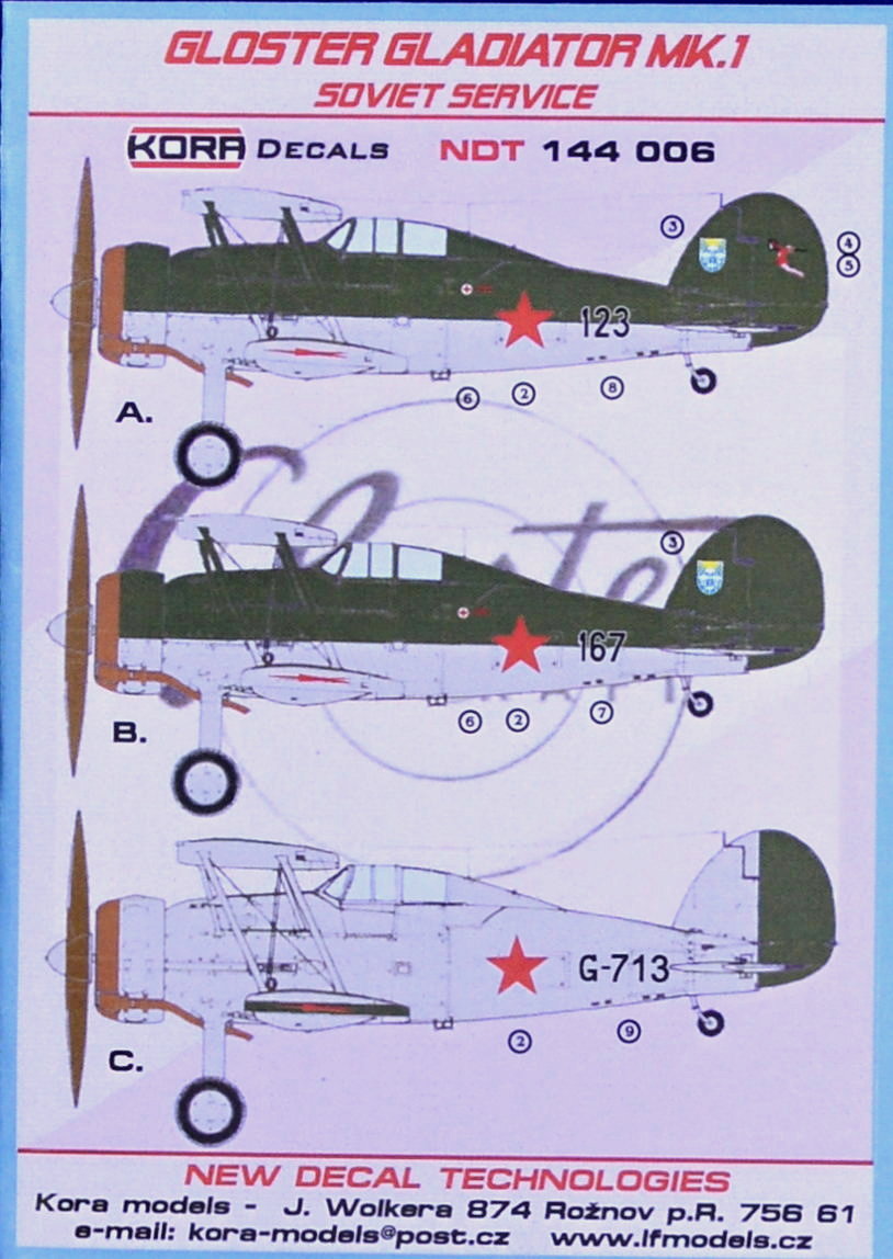 1/144 Decals Gloster Gladiator Mk.I Luftwaffe