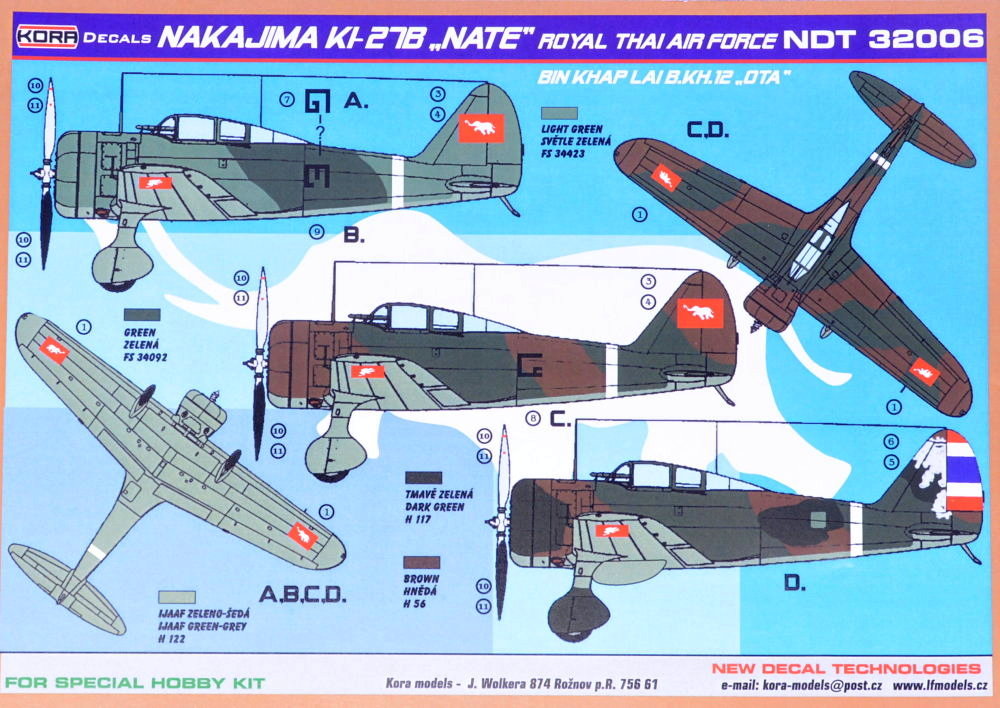 1/32 Decals Nakajima Ki-27B NATE Royal Thai AF