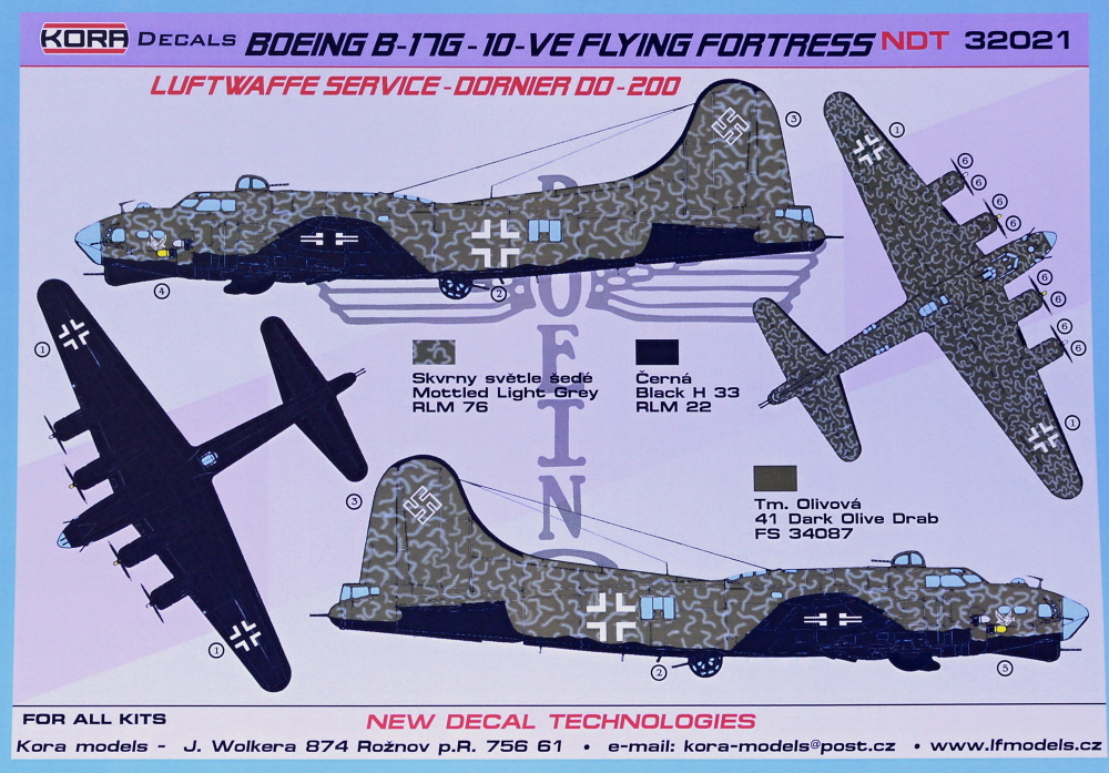 1/32 Decals Boeing B-17G-10-VE Luftwaffe