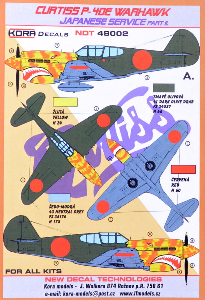 1/48 Decals Curtiss P-40E Japanese Service Part 2