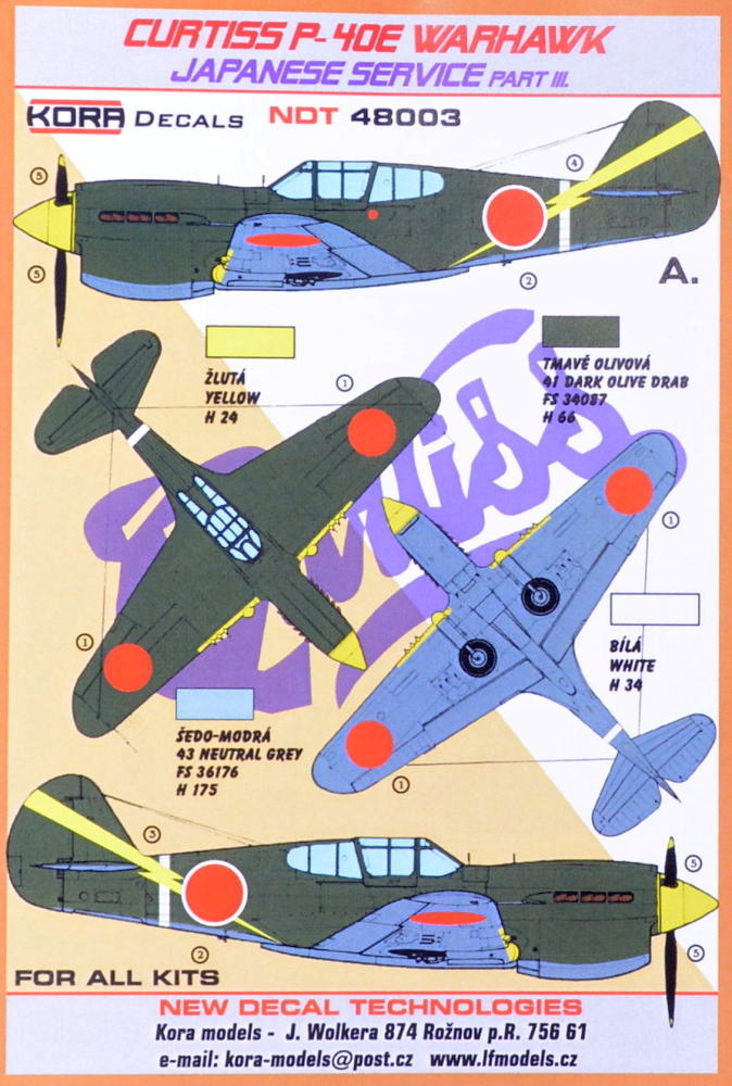 1/48 Decals Curtiss P-40E Japanese Service Part 3