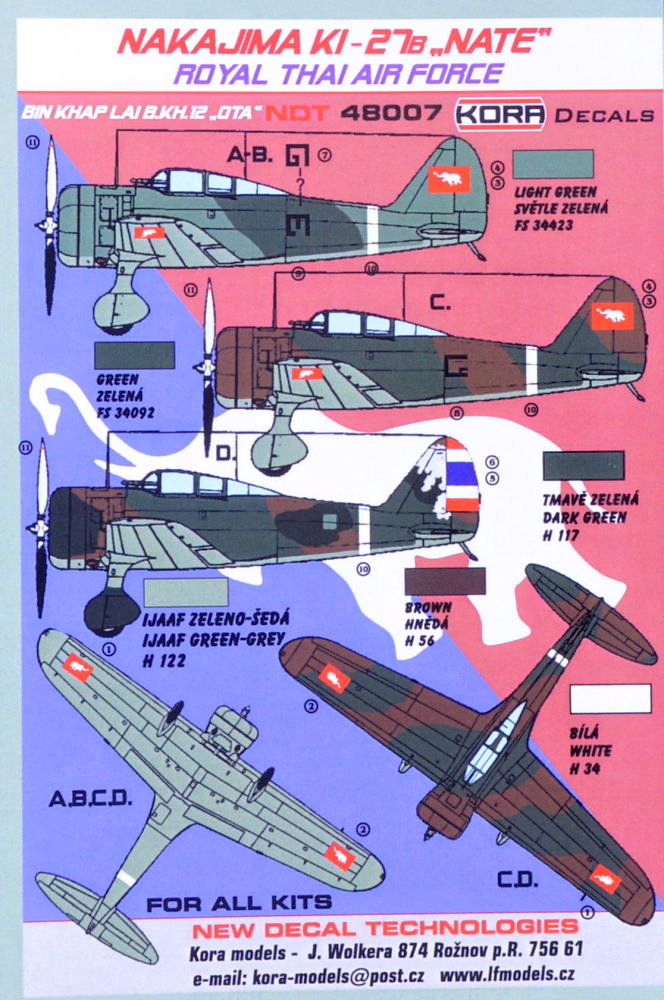 1/48 Decals Nakajima Ki-27B NATE Royal Thai AF