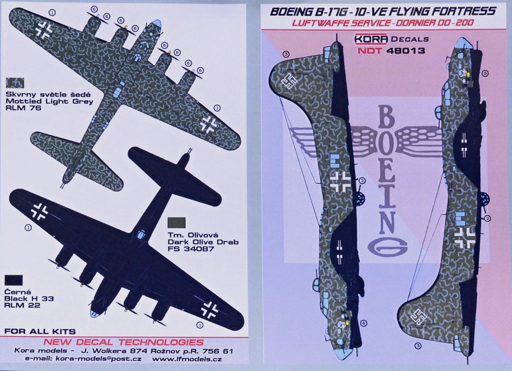 1/48 Decals Boeing B-17G-10-VE Luftwaffe