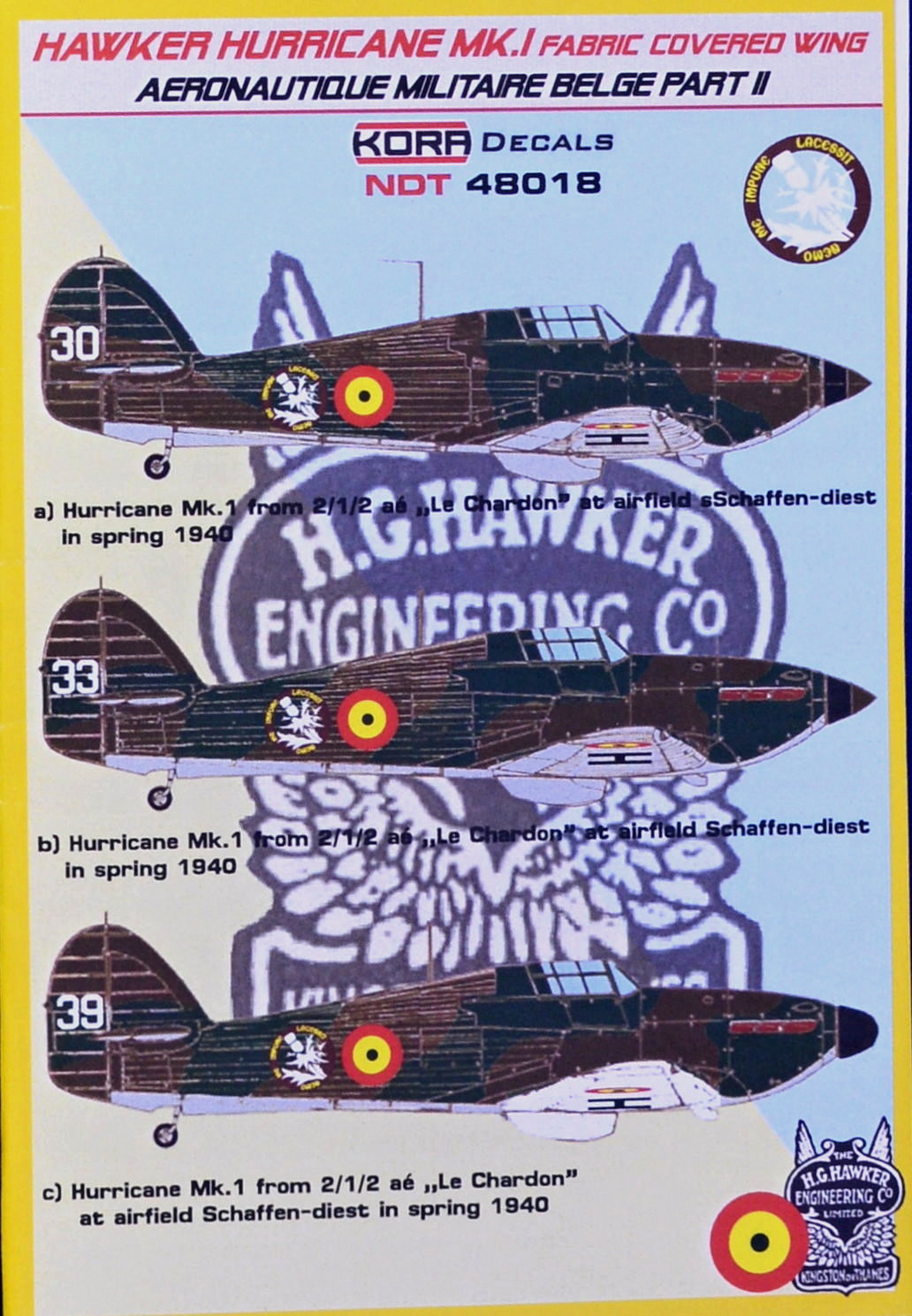 1/48 Decals Hawker Hurricane Mk.I Belgium Part 2