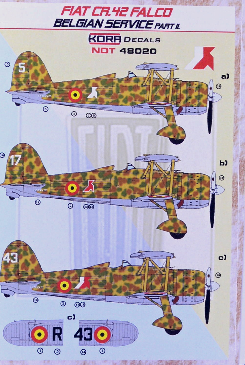 1/48 Decals Fiat CR.42 Falco Belgium Part 2