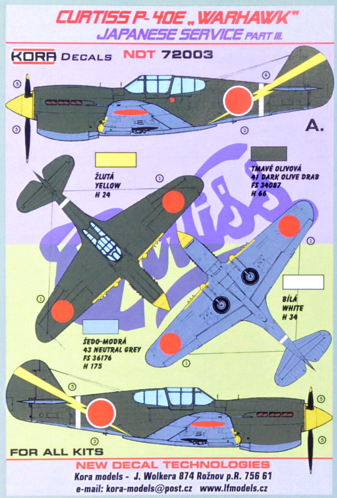 1/72 Decals Curtiss P-40E Japanese Service Part 3