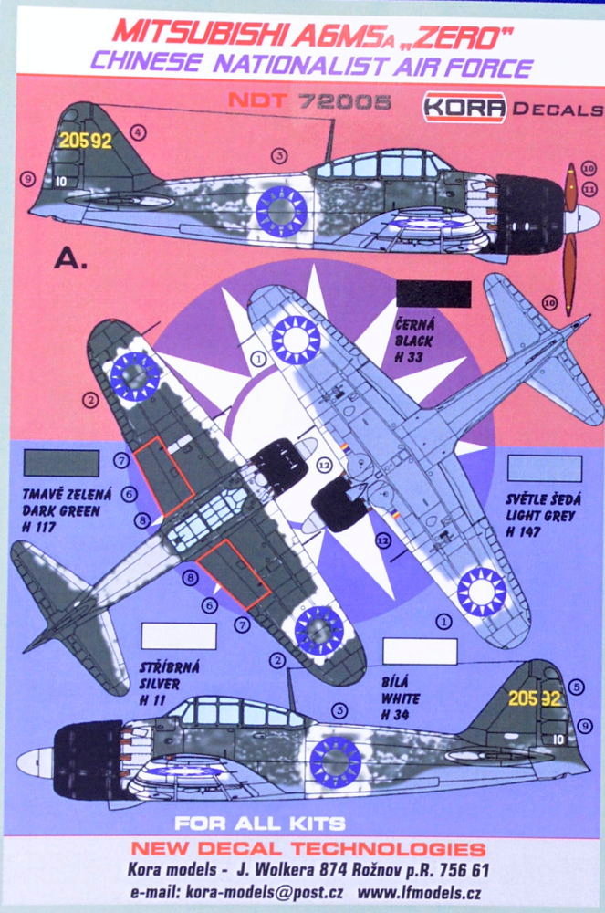 1/72 Decals Mitsub. A6M5A Chinese Nationalist AF