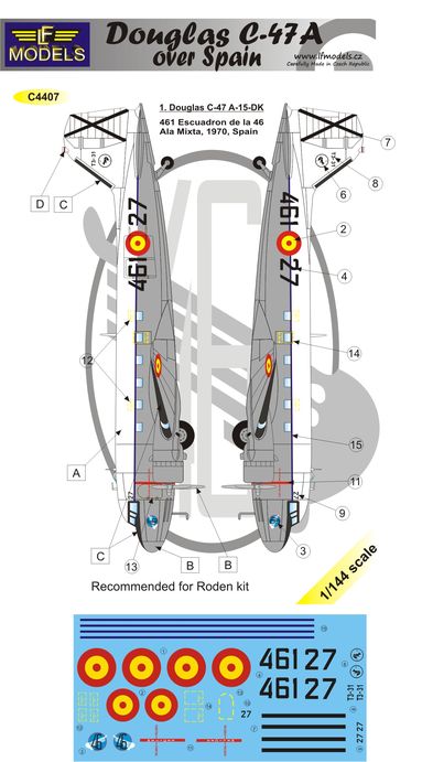 1/144 Decals Douglas C-47A over Spain