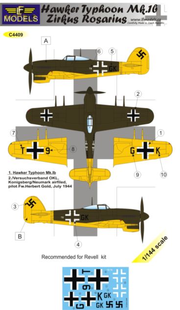 1/144 Decals Hawker Typhoon Mk.Ib Zirkus Rosarius