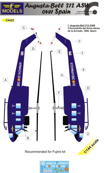 1/144 Decals Augusta-Bell 212 ASW over Spain