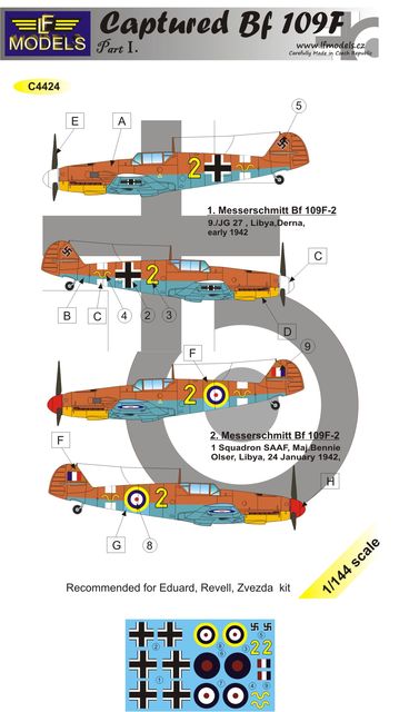 1/144 Decals Captured Bf 109F part 1