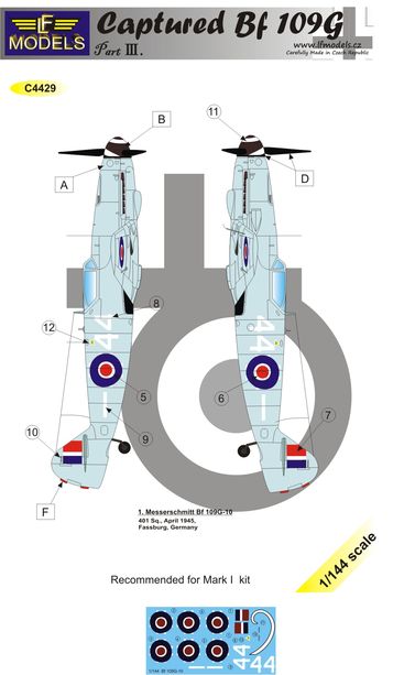 1/144 Decals Captured Bf 109G part 3