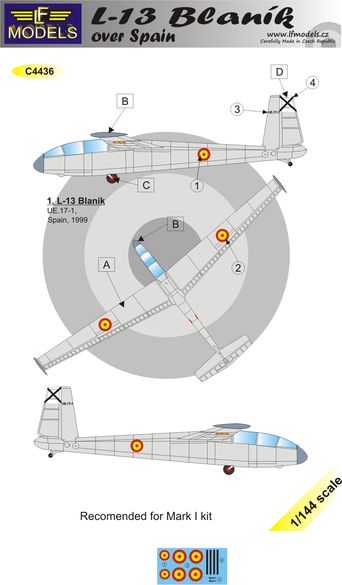 1/144 Decals L-13 Blanik over Spain