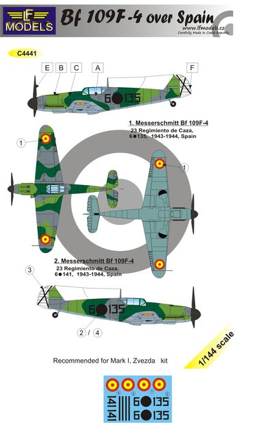 1/144 Decals Bf 109F-4 over Spain