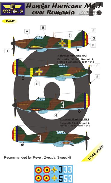 1/144 Decals H.Hurricane Mk.I over Romania