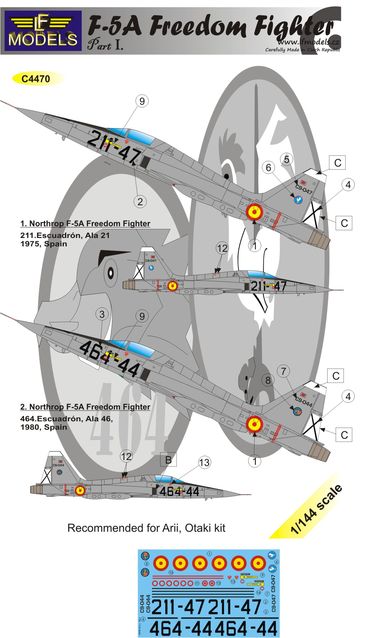 1/144 Decals F-5A Freedom Fighter over Spain Pt.1