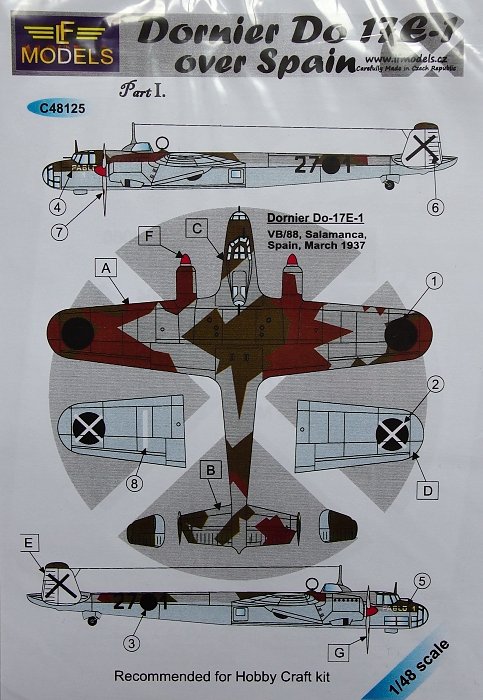 1/48 Decals Dornier Do 17E-1 over Spain - part I