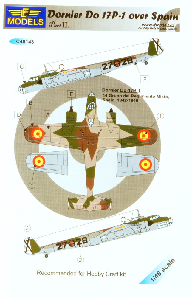 1/48 Decals Do 17P-1 over Spain (HOBBYC) Part II.