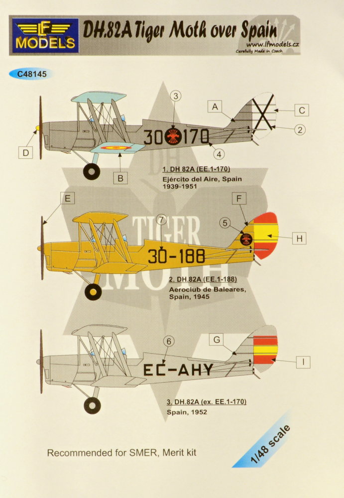 1/48 Decals DH.82A Tiger Moth over Spain (SMER)