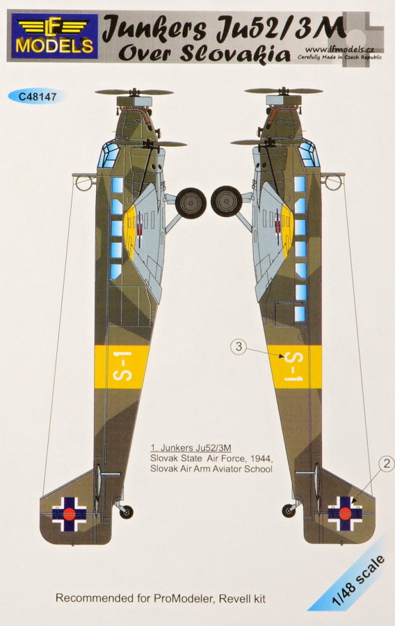 1/48 Decals Junkers Ju52/3M over Slovakia (REV)