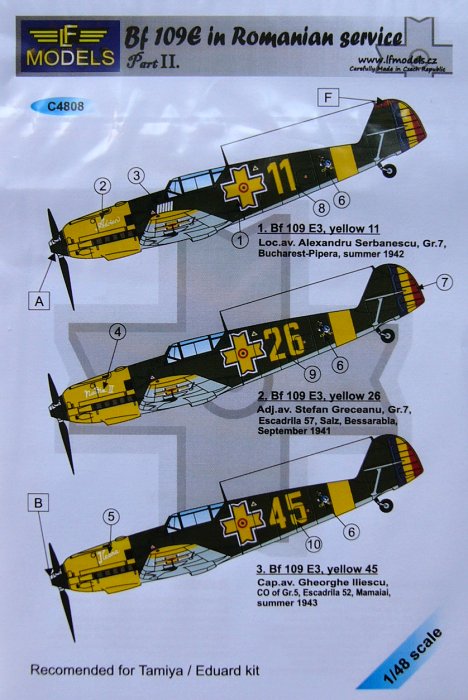 1/48 Decals for Bf 109E in Romanian Service Part 2