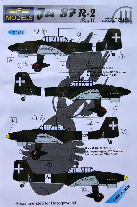 1/48 Decals for Ju 87R-2 (2x Italy, 1940-1941)