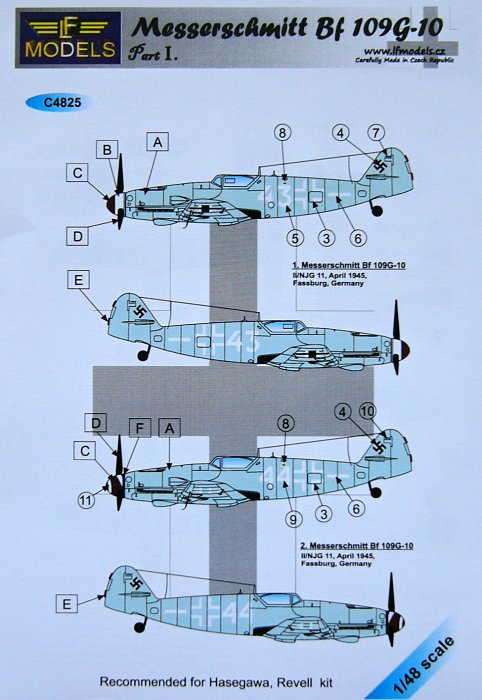 1/48 Decals Bf 109G-10 Part I. (HAS/REV)