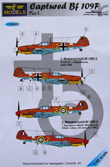 1/48 Decals Captured Bf 109F Part I. (HAS/ZVE)