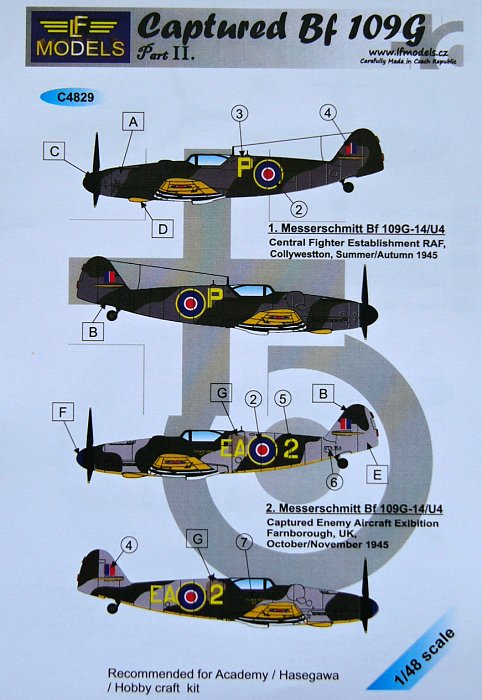 1/48 Decals Captured Bf 109G Part II. (HAS)