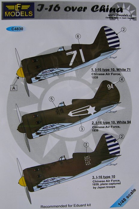 1/48 Decals Polikarpov I-16 over China (EDU)