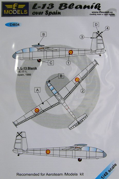 1/48 Decals L-13 Blanik over Spain (AEROTEAM)