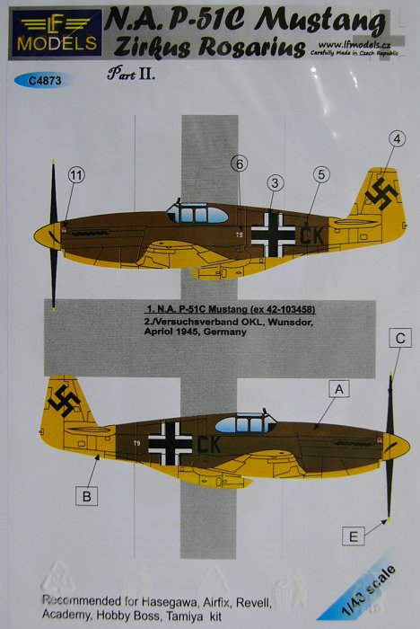 1/48 Decals N.A. P-51C Zirkus Rosarius (HAS) Pt.2